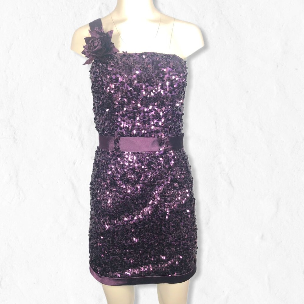 Purple Sequin One Strap Sequin NIKA Dress Sz 4